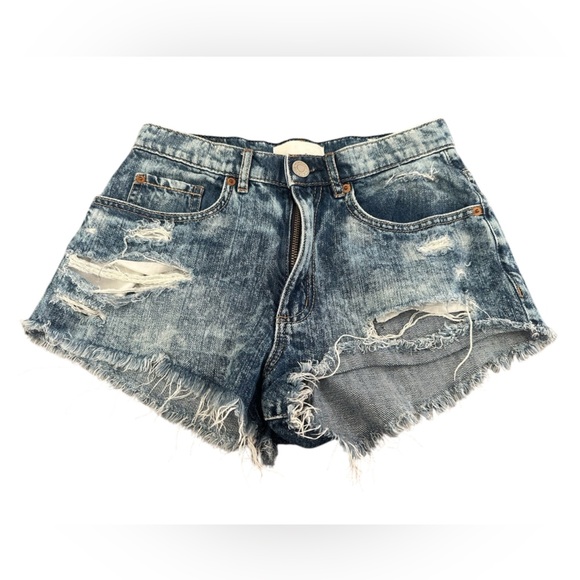 Garage Festival Distressed Denim Cutoff Shorts Blue Size 0 - Picture 1 of 6